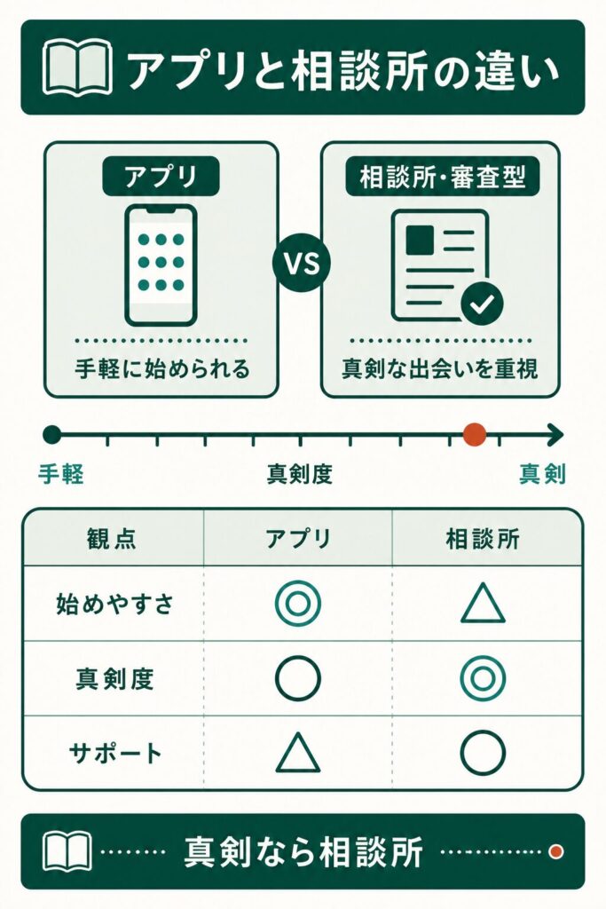 アプリと相談所を比べた対比図
