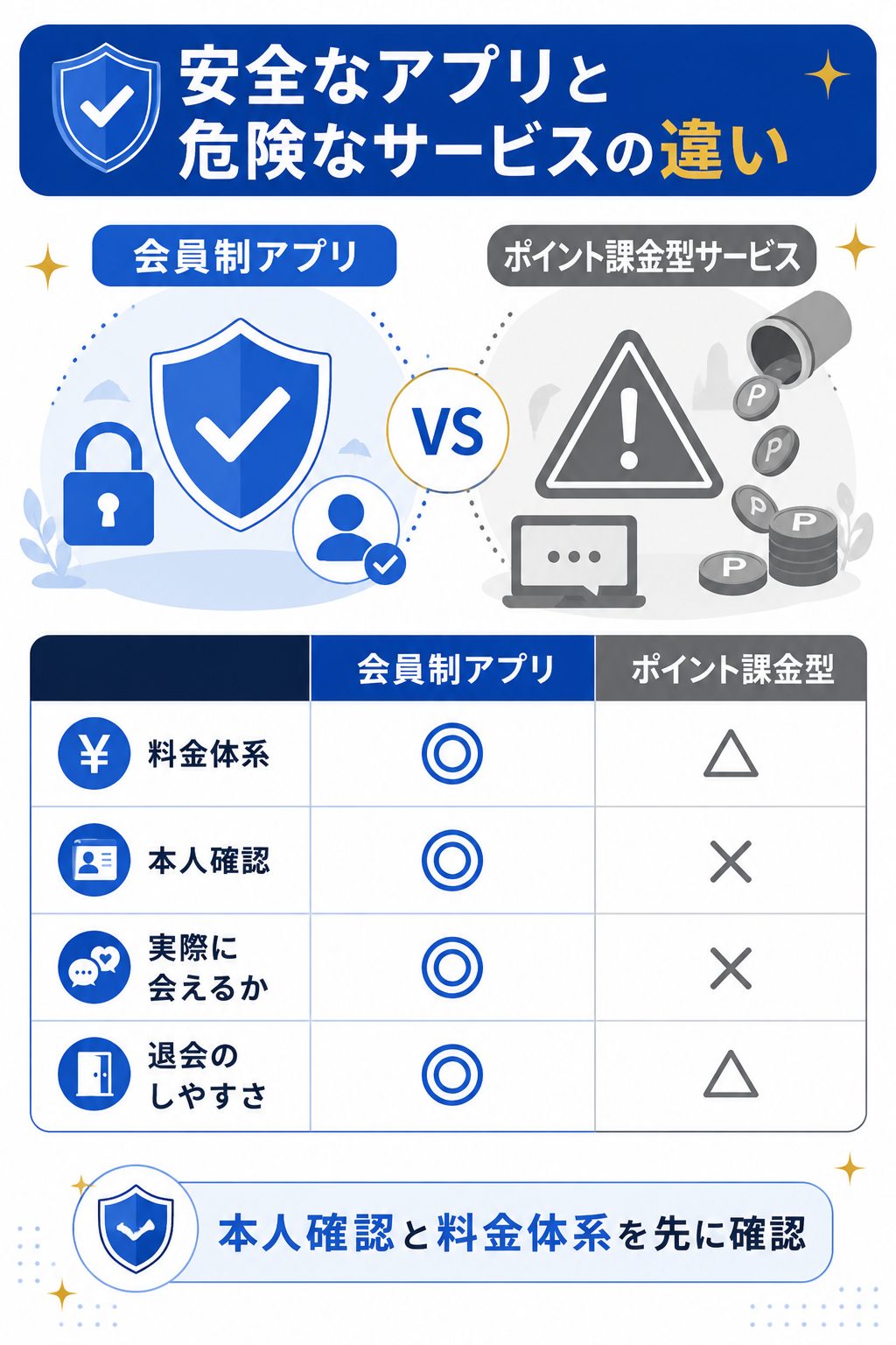 会員制アプリとポイント課金型の違いの比較図